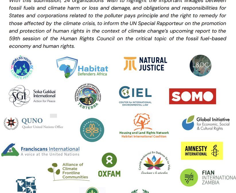 QUNO Submissions to the UN Special Rapporteur’s Report on Fossil Fuels and Human Rights
